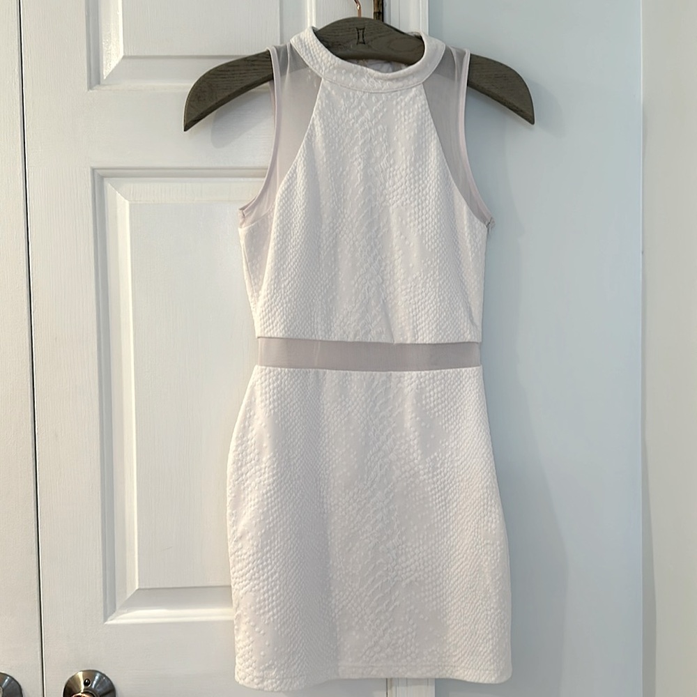 Arden B While Dress with very light pink lace
